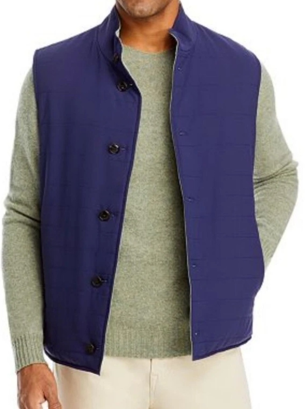 Peter Millar crown crafted wool reversible navy silver quilted vest Small